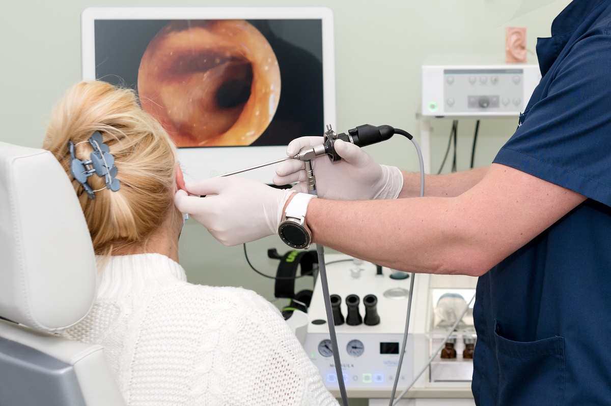 ENT doctor examining inner ear canal